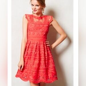 Anthropologie Yoana Baraschi Floral Ruffle & Lace Dress Size 4 Petite